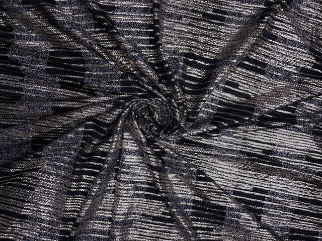 Black Lycra Plated Design Fabric