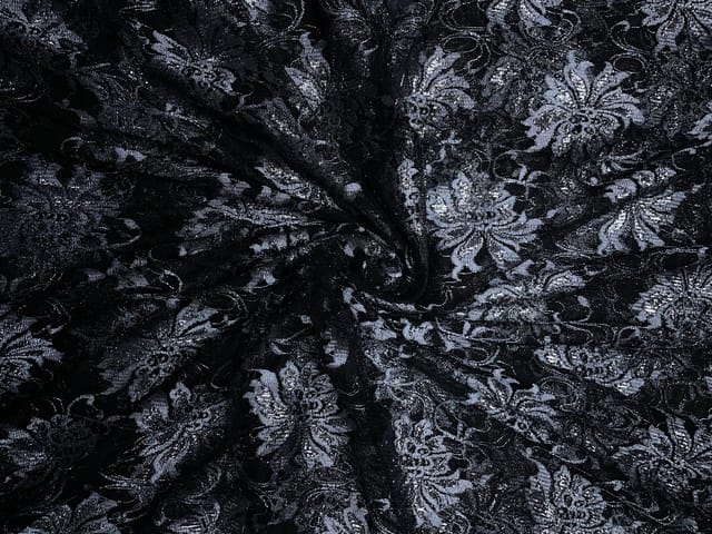 Black Floral Shantley Net Fabric