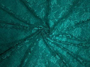 Sea Green Floral Shantley Net Fabric