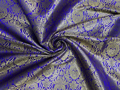 Royal Blue Floral Semi Brocade