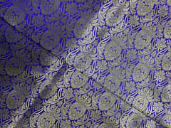 Royal Blue Floral Semi Brocade