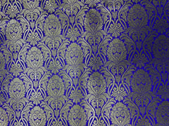 Royal Blue Floral Semi Brocade