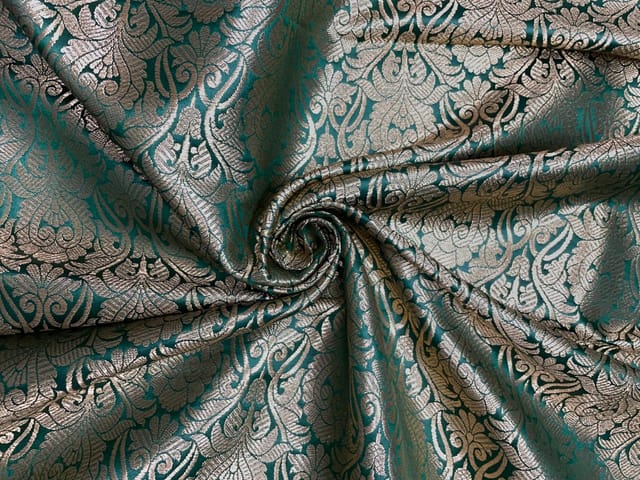 Green Floral Semi Brocade Fabric