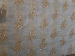 White Dyeable Organza Embroidered Fabric (2Meter Cut Piece)