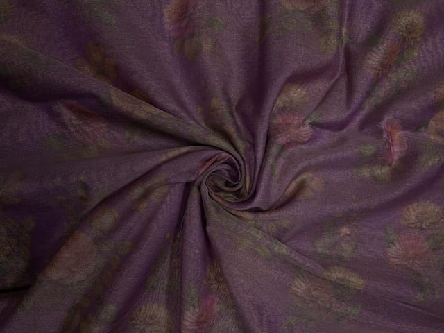 Purple Floral Tissue Embroidery Fabric