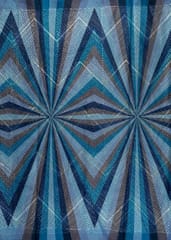 Blue Colour Organza Print With Embroidered Fabric (1.50Meter Cut Piece)