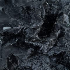 Black Net 3D Embroidered Fabric (90CM Cut Piece)
