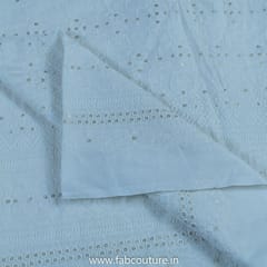 White Dyeble Cotton Lakhnavi Embroidered Fabric (70CM Cut Piece)