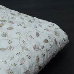 Dyeable Dola Silk Embroidered Fabric (60CM Cut Piece)