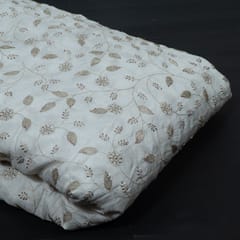 Dyeable Dola Silk Embroidered Fabric (60CM Cut Piece)