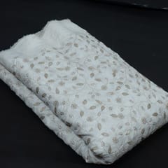 Dyeable Dola Silk Embroidered Fabric (60CM Cut Piece)