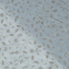 Dyeable Dola Silk Embroidered Fabric (60CM Cut Piece)