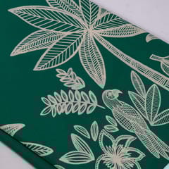 Green Color Cambric Cotton One Side Border Printed Fabric (1Meter Cut Piece)