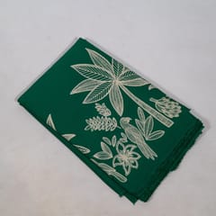 Green Color Cambric Cotton One Side Border Printed Fabric (1Meter Cut Piece)