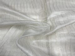 White Zari Stripes Dyeable Pure Organza Fabric