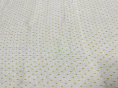White and Yellow Dots Printed Cotton Mul Satin Fabric