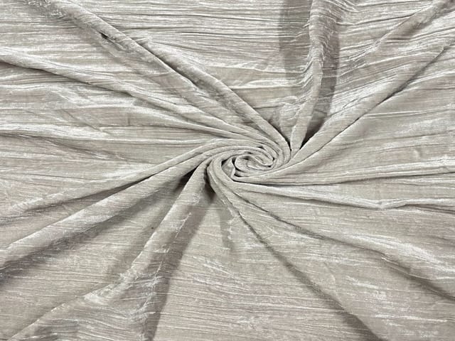 Grey Plain Crush Velvet Fabric