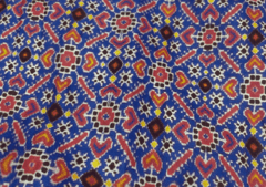 Dark Slate Blue Abstract Print Pure Katan Silk Fabric