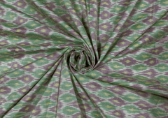 Pista Green Abstract Ikat Pure Silk Fabric