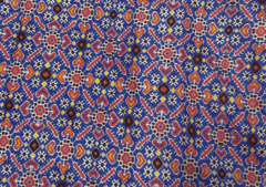Dark Slate Blue Abstract Print Pure Katan Silk Fabric