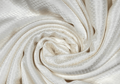 White Geometric 120gm Pure Silk Self Fabric