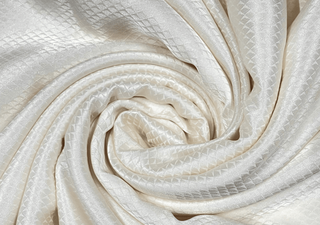 White Geometric 120gm Pure Silk Self Fabric