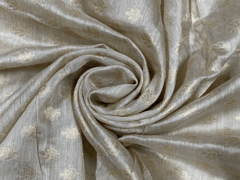 Beige Floral Dyeable Pure Kota Zari Fabric