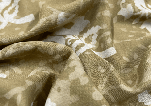 Light Mustard Abstract Rayon Dabu Print Fabric