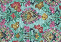 Green Traditional Malbhari Silk Printed Embroidery Fabric