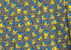 Grey Minions Print Rayon Fabric