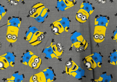 Grey Minions Print Rayon Fabric