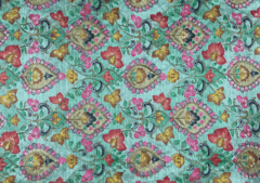 Green Traditional Malbhari Silk Printed Embroidery Fabric