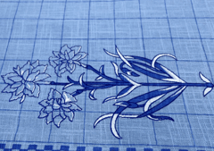 Sky Blue Floral Print Linen Fabric