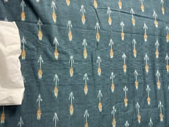 Dark Teal Blue Ikat Cotton Fabric