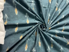 Dark Teal Blue Ikat Cotton Fabric