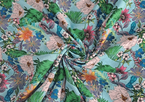 Multicolor Floral Cotton Linen Fabric