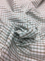 Olive Checks Yarn Dyed Plain Weave Cotton Fabric