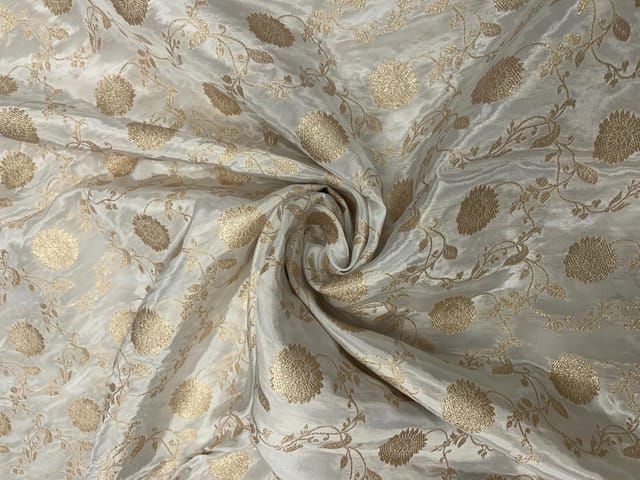 Dyeable Natural Crepe Floral Print Fabric
