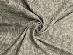 Grey Color Checks Cotton Linen Fabric