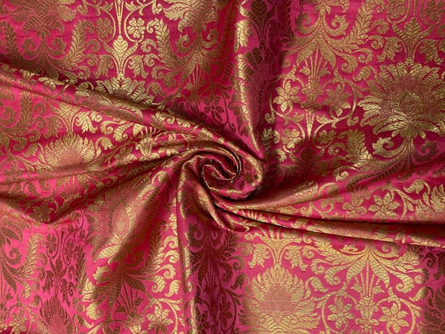 Magenta FloralSemi Brocade fabric