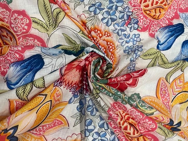 Multicolor Floral 40 Lea Cotton Linen Fabric