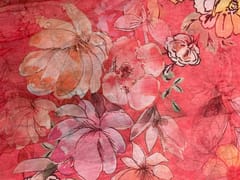 Dull Red Floral Viscose Organza Fabric