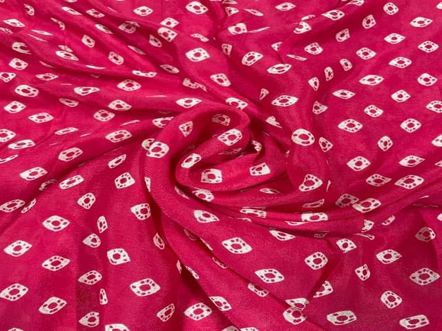 Rasberry Pink Geometric Chinon Chiffon Fabric