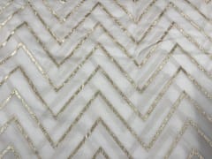 White and Golden Dyeable Tussar Silk Zari Fabric