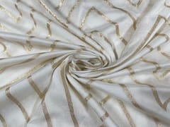 White and Golden Dyeable Tussar Silk Zari Fabric
