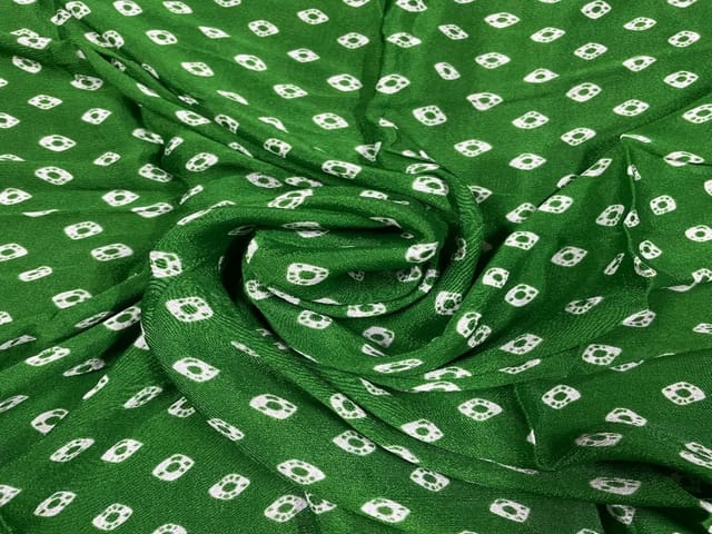 Green Geometric Chinon Chiffon Fabric