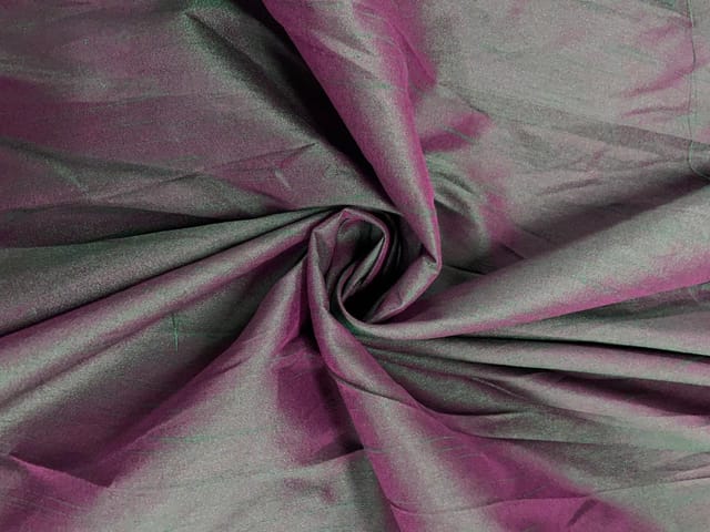 Green Magenta Plain Two Tone Dupion Fabric Fabric