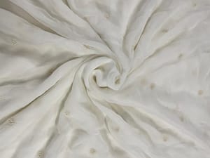 White Dyeable Floral Georgette Embroidery Fabric