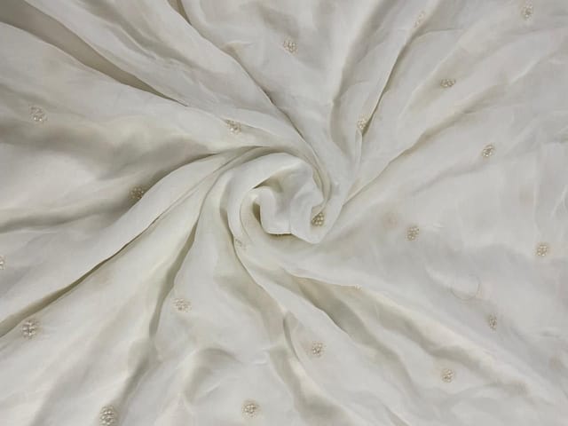 White Dyeable Floral Georgette Embroidery Fabric