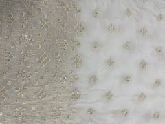 White Dyeable Floral Georgette Embroidery Fabric